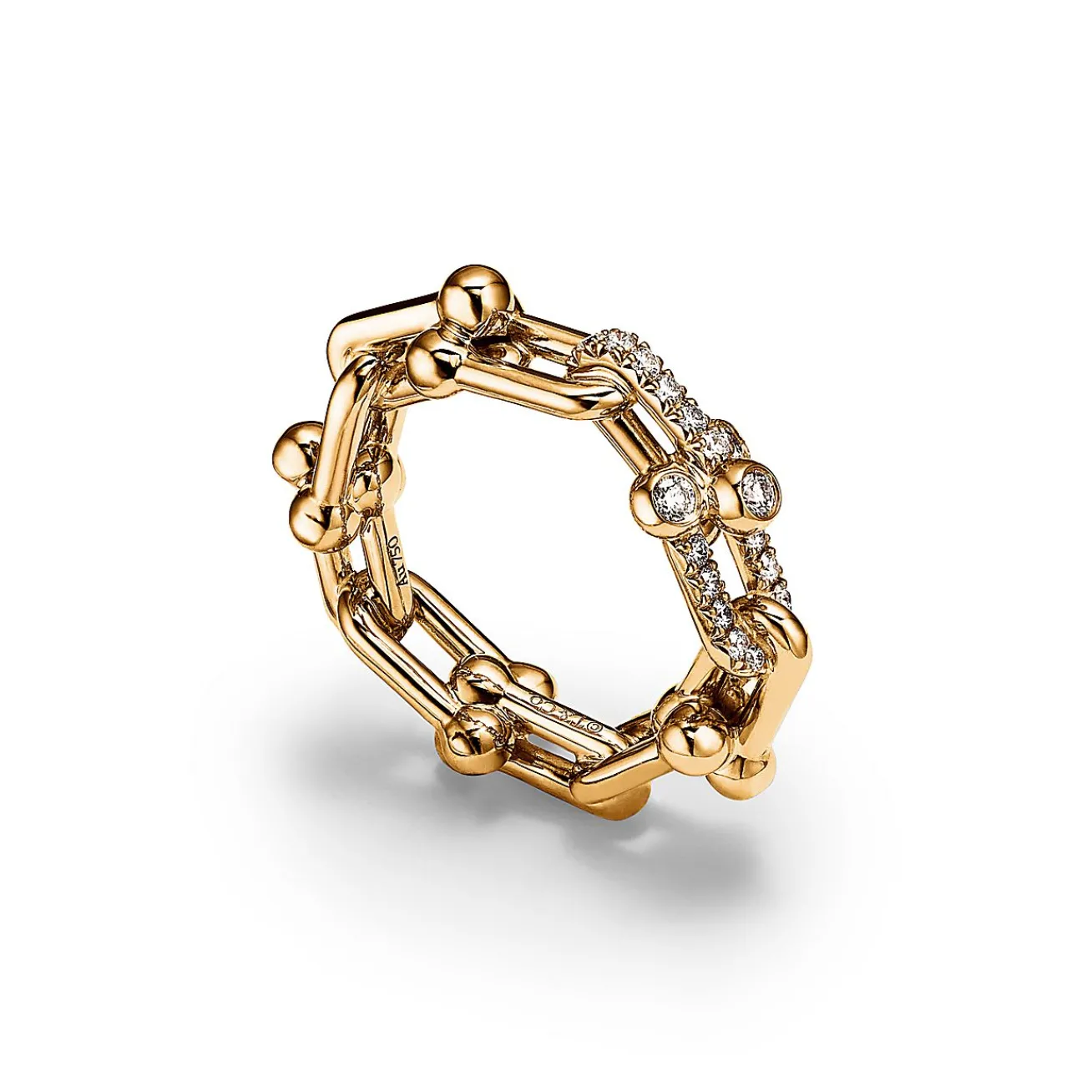 Tiffany & Co. Tiffany HardWear Small Link Ring in Yellow Gold with Diamonds | ^ Rings|New Jewelry