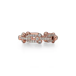 Tiffany & Co. Tiffany HardWear Small Link Ring in Rose Gold with Pavé Diamonds | ^ Rings|New Jewelry