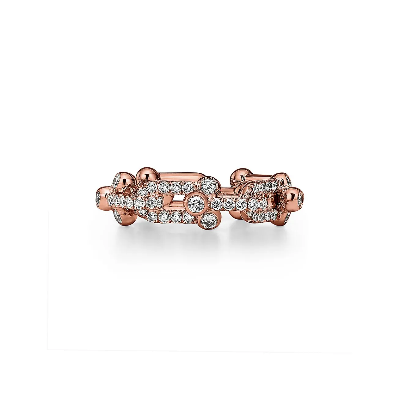 Tiffany & Co. Tiffany HardWear Small Link Ring in Rose Gold with Pavé Diamonds | ^ Rings|New Jewelry