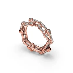 Tiffany & Co. Tiffany HardWear Small Link Ring in Rose Gold with Pavé Diamonds | ^ Rings|New Jewelry