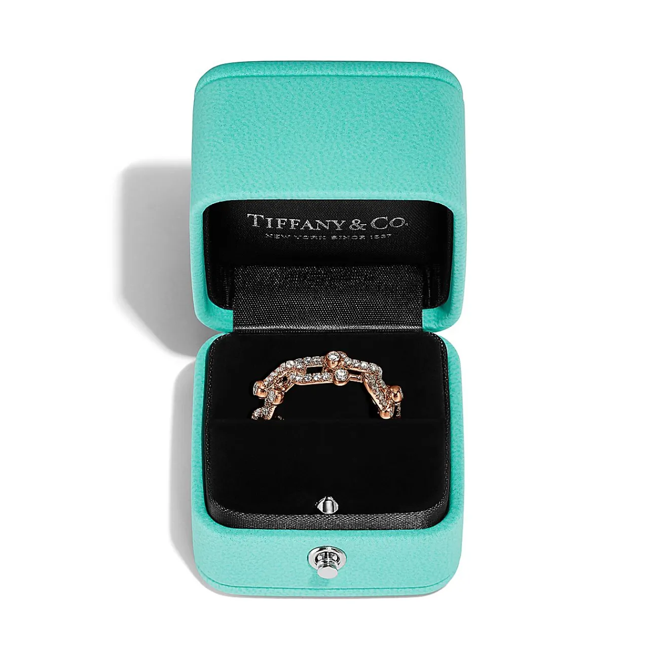 Tiffany & Co. Tiffany HardWear Small Link Ring in Rose Gold with Pavé Diamonds | ^ Rings|New Jewelry