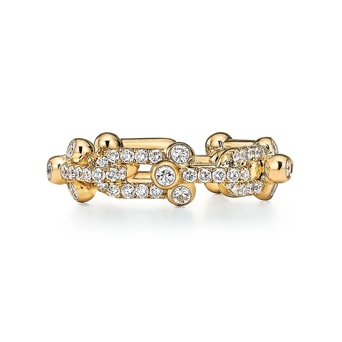 Tiffany & Co. Tiffany HardWear Small Link Ring in Yellow Gold with Pavé Diamonds | ^ Rings|New Jewelry