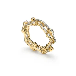 Tiffany & Co. Tiffany HardWear Small Link Ring in Yellow Gold with Pavé Diamonds | ^ Rings|New Jewelry