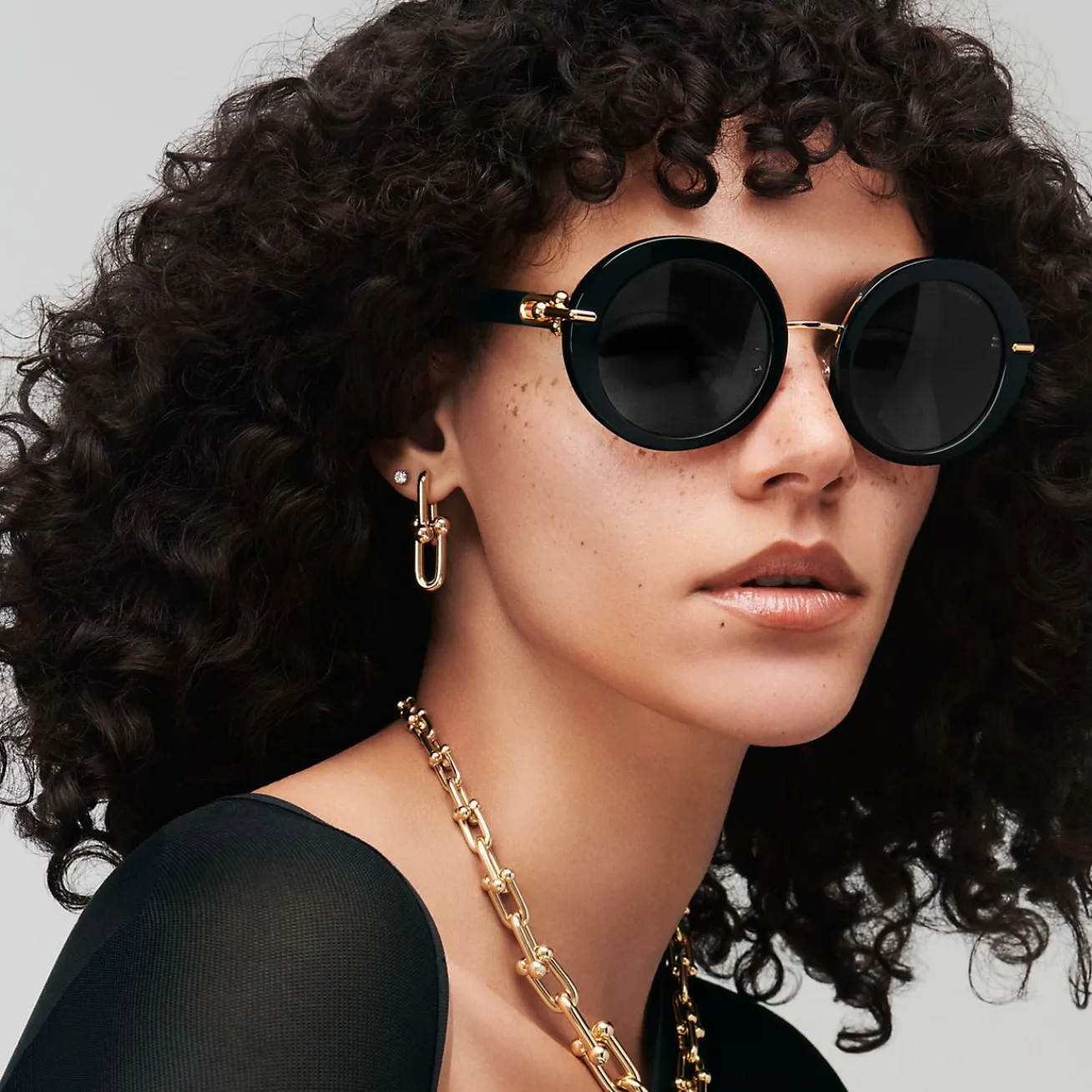 Tiffany & Co. Tiffany HardWear Sunglasses in Black Acetate with Dark Gray Lenses | ^Women Tiffany HardWear|Sunglasses