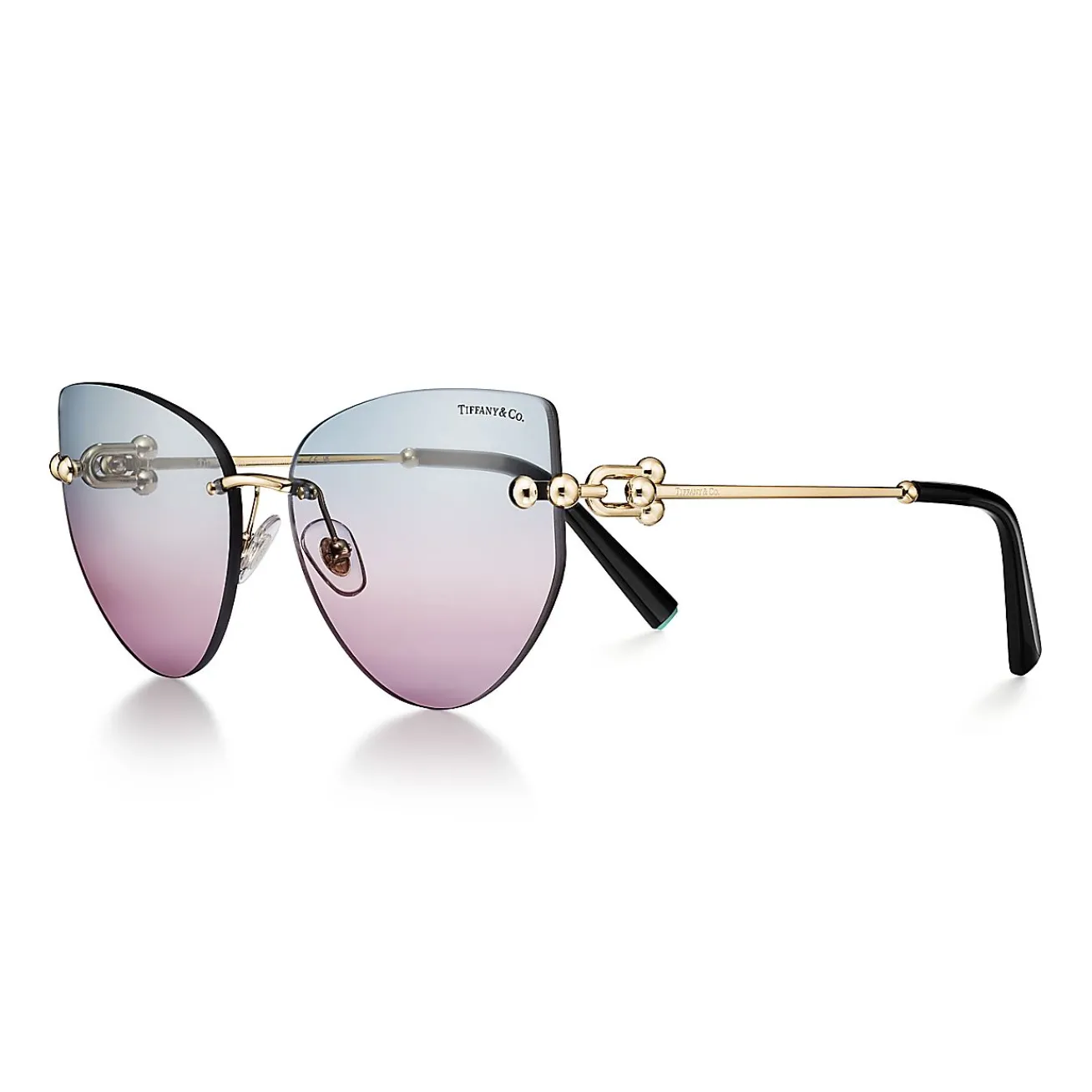 Tiffany & Co. Tiffany HardWear Sunglasses in Pale Gold-colored Metal with Violet Gradient Lens | ^Women Tiffany HardWear|Sunglasses