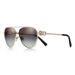 Tiffany & Co. Tiffany HardWear Sunglasses in Gold-colored Metal with Gray Lenses | ^Women Tiffany HardWear|Sunglasses