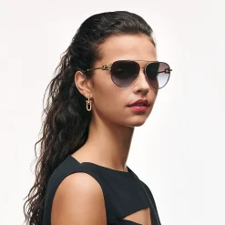 Tiffany & Co. Tiffany HardWear Sunglasses in Gold-colored Metal with Gray Lenses | ^Women Tiffany HardWear|Sunglasses
