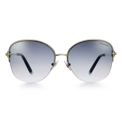 Tiffany & Co. Tiffany HardWear Sunglasses in Pale Gold-colored Metal with Blue Lenses | ^ Tiffany HardWear|Sunglasses