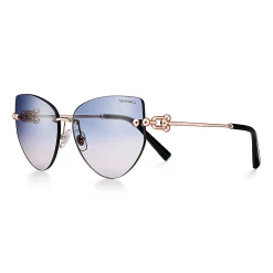 Tiffany & Co. Tiffany HardWear Sunglasses in Rose Gold-colored Metal with Blue Lenses | ^Women Tiffany HardWear|Sunglasses
