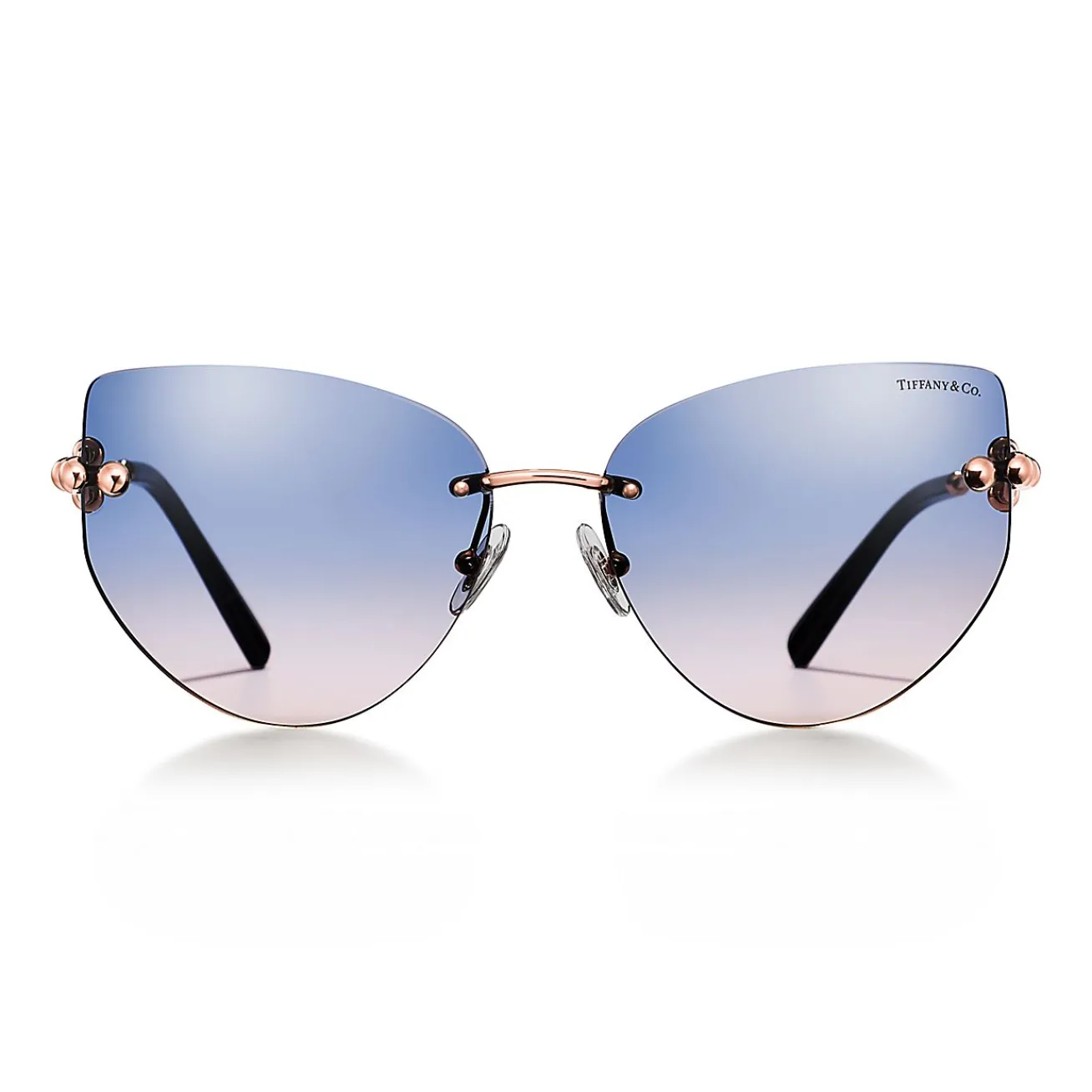 Tiffany & Co. Tiffany HardWear Sunglasses in Rose Gold-colored Metal with Blue Lenses | ^Women Tiffany HardWear|Sunglasses