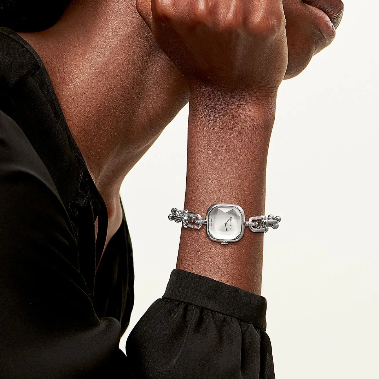 Tiffany & Co. Tiffany HardWear Watch in Sterling Silver and Steel with Diamonds | ^Women Fine Watches|Tiffany HardWear