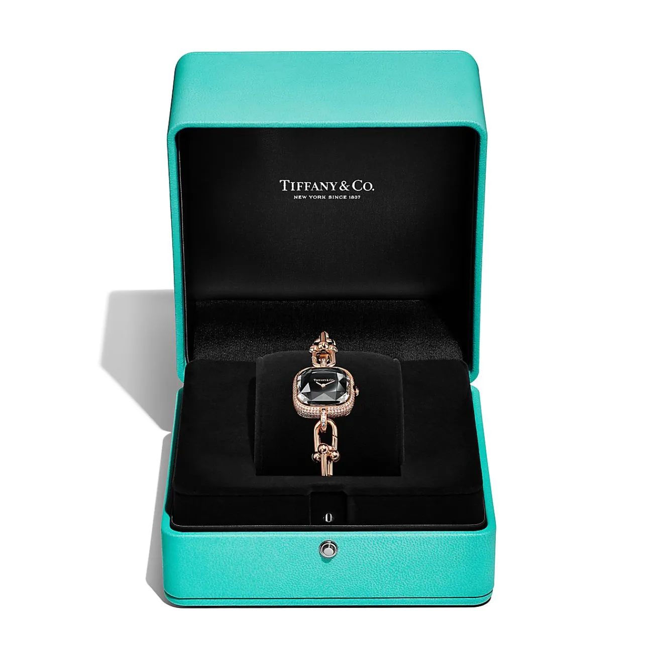 Tiffany & Co. Tiffany HardWear Watch in Rose Gold with Pavé Diamonds and Black Lacquer | ^Women Fine Watches|Tiffany HardWear
