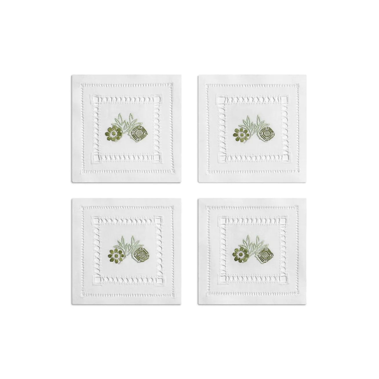 Tiffany & Co. Tiffany Heritage Coasters Set of Four, in Jade Green Linen | ^ Table Linens
