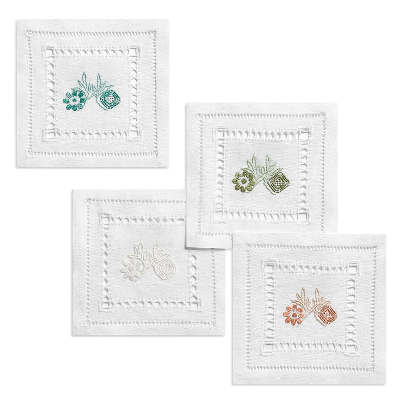Tiffany & Co. Tiffany Heritage Coasters Set of Four, in White Linen | ^ Table Linens