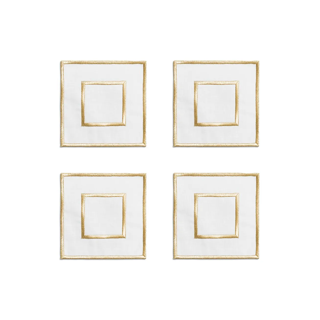 Tiffany & Co. Tiffany Home Essentials Embroidered Coasters in Linen, Set of Four | ^ Decor|Table Linens
