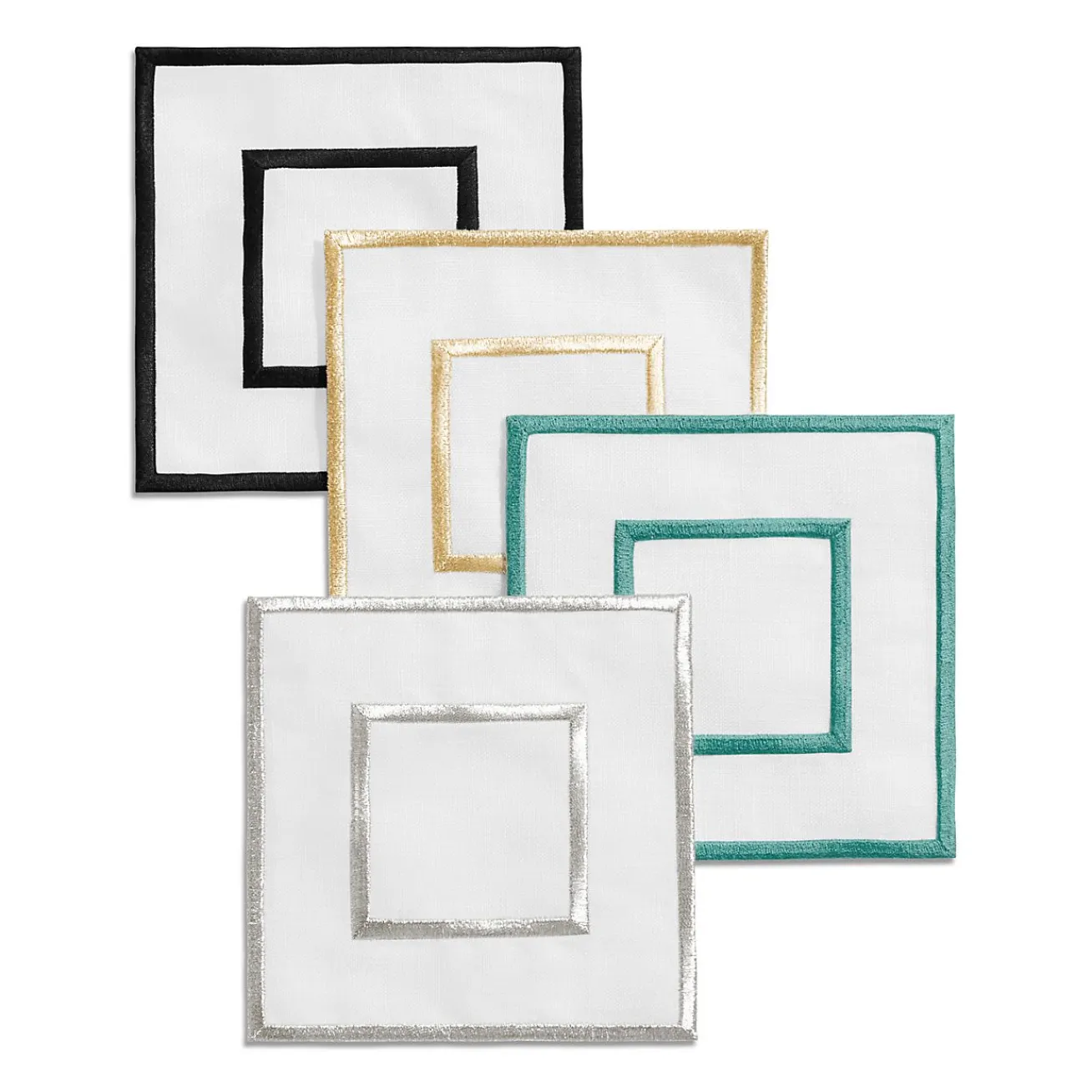 Tiffany & Co. Tiffany Home Essentials Embroidered Coasters in Linen, Set of Four | ^ Decor|Table Linens
