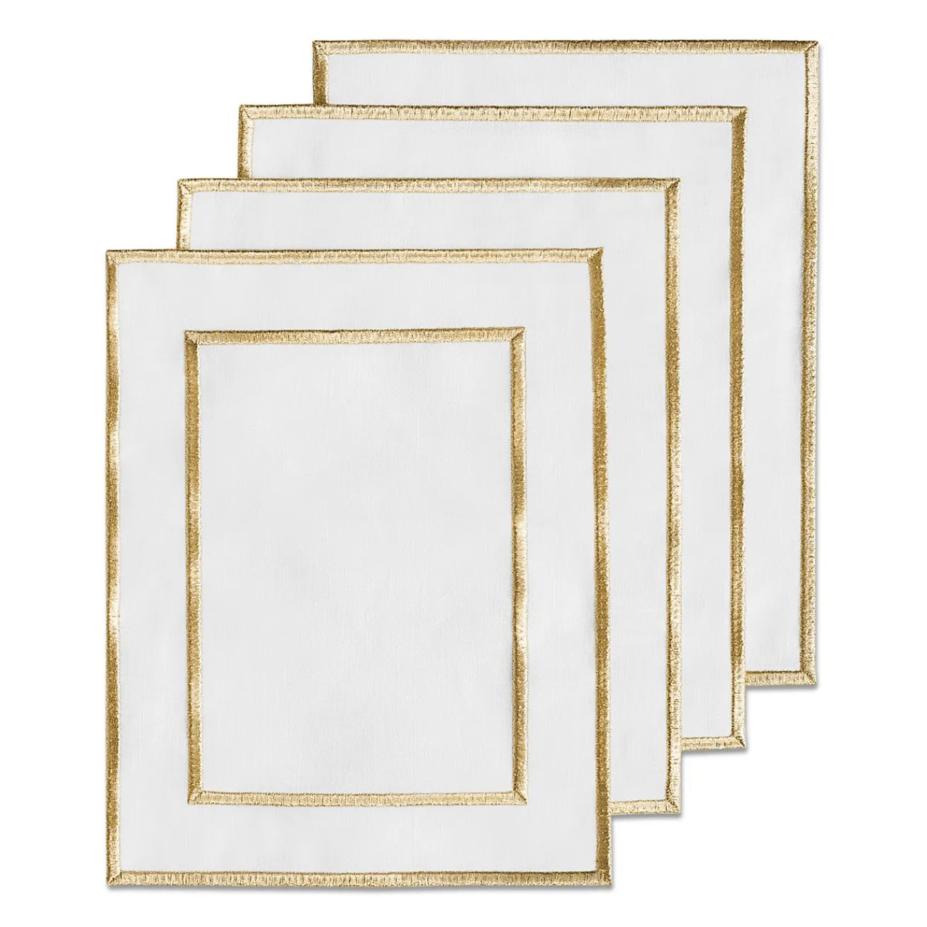 Tiffany & Co. Tiffany Home Essentials Embroidered Cocktail Napkins in Linen, Set of Four | ^ Decor|Table Linens
