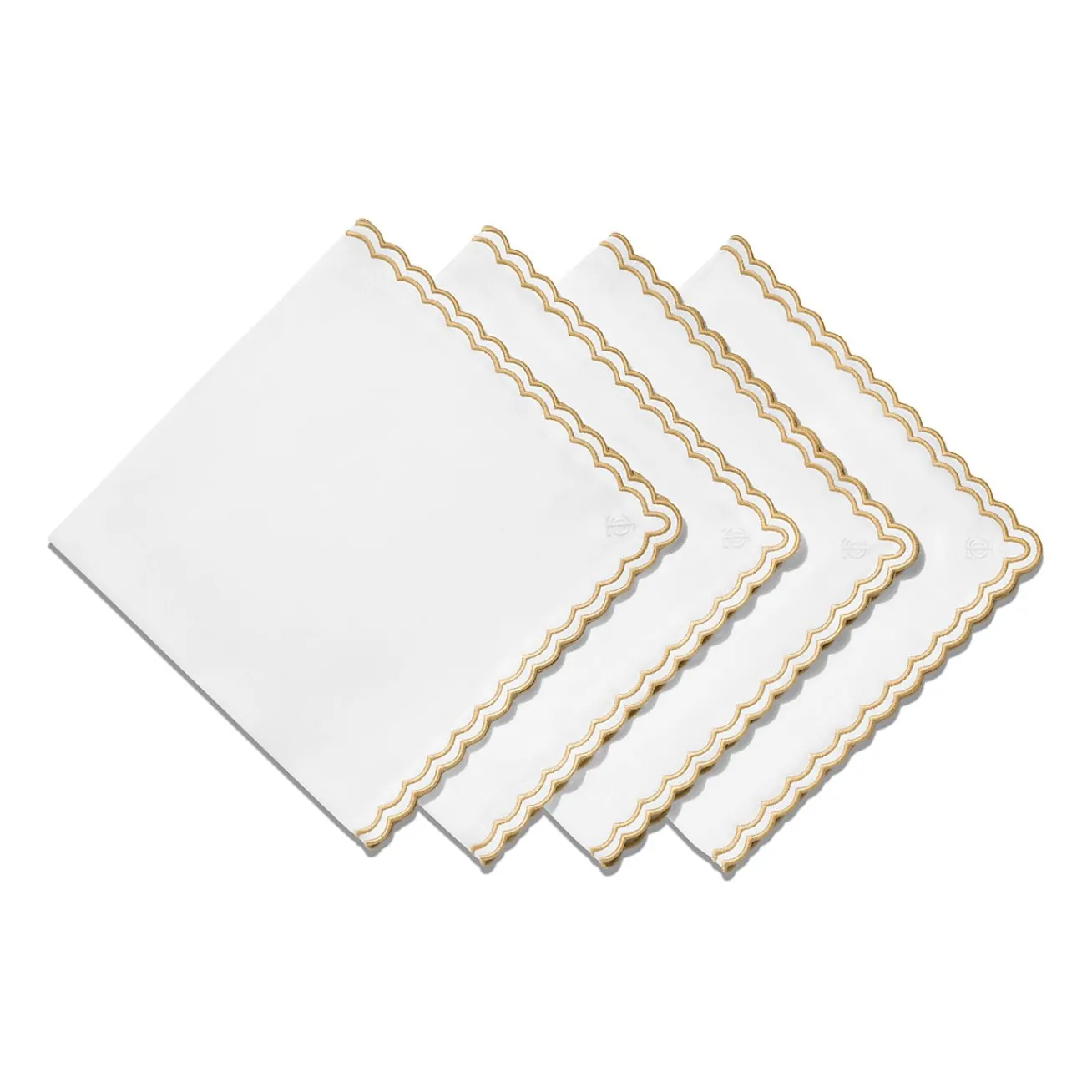 Tiffany & Co. Tiffany Home Essentials Scalloped Napkins in White Linen, Set of Four | ^ Decor|Table Linens