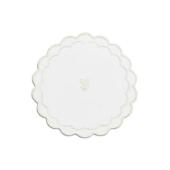 Tiffany & Co. Tiffany Home Essentials Scalloped Coasters in White Linen, Set of Four | ^ Decor|Table Linens