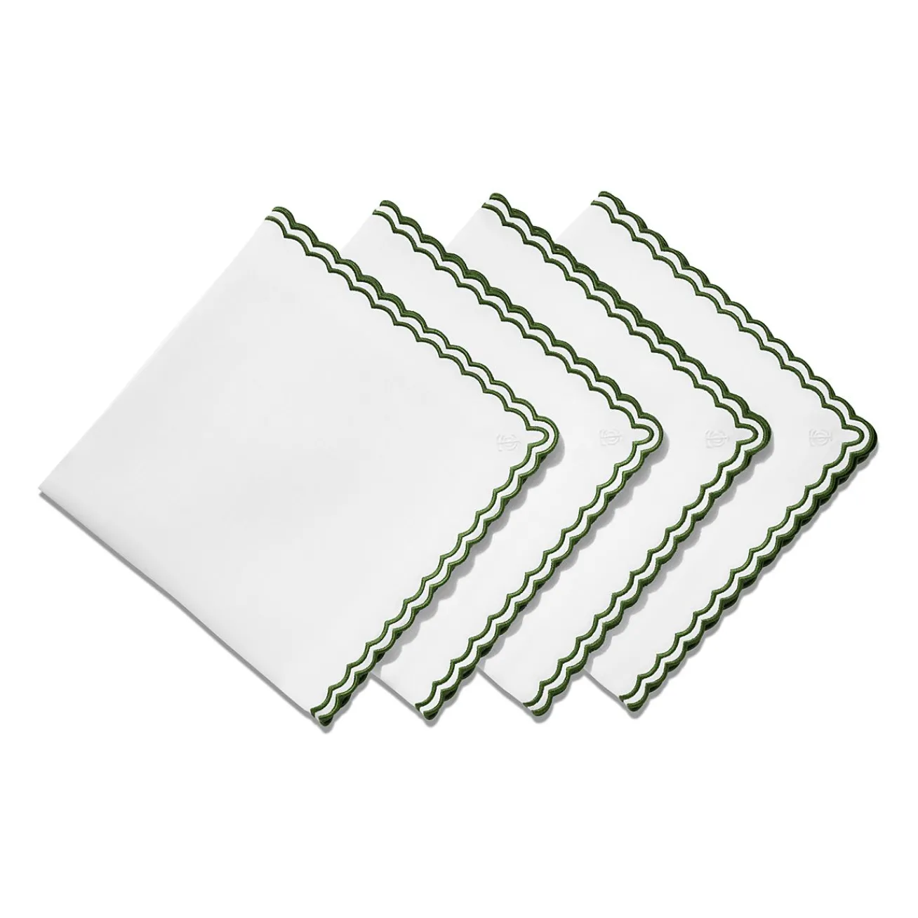 Tiffany & Co. Tiffany Home Essentials Scalloped Napkins in White Linen, Set of Four | ^ Decor|Table Linens