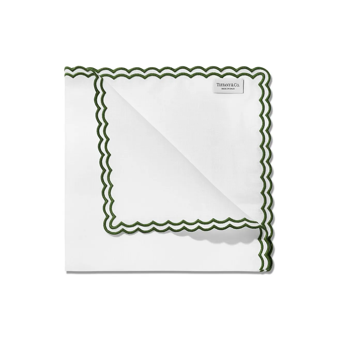 Tiffany & Co. Tiffany Home Essentials Scalloped Napkins in White Linen, Set of Four | ^ Decor|Table Linens