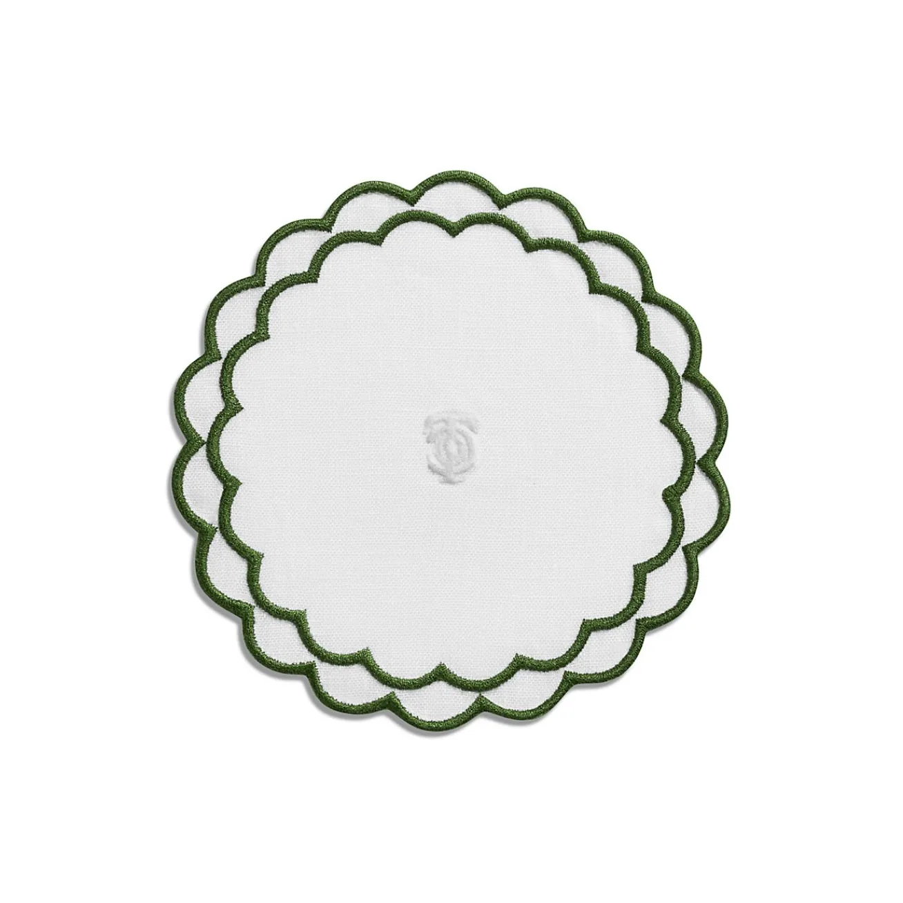 Tiffany & Co. Tiffany Home Essentials Scalloped Coasters in White Linen, Set of Four | ^ Decor|Table Linens