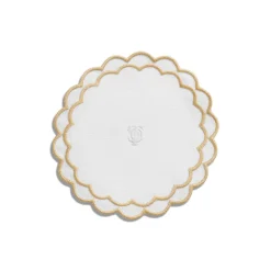 Tiffany & Co. Tiffany Home Essentials Scalloped Coasters in White Linen, Set of Four | ^ Decor|Table Linens