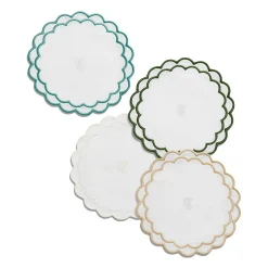Tiffany & Co. Tiffany Home Essentials Scalloped Coasters in White Linen, Set of Four | ^ The Home|Housewarming Gifts