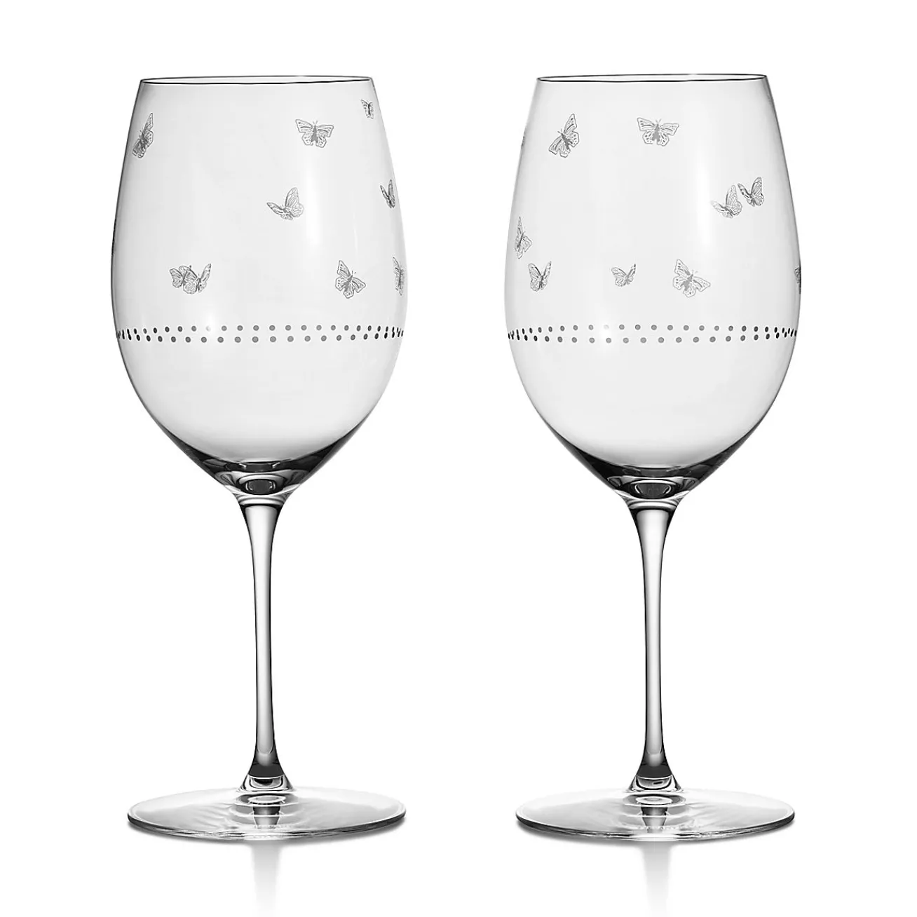 Tiffany & Co. Tiffany Jardin Red Wine Glasses in Etched Glass, Set of Two | ^ The Home|Housewarming Gifts