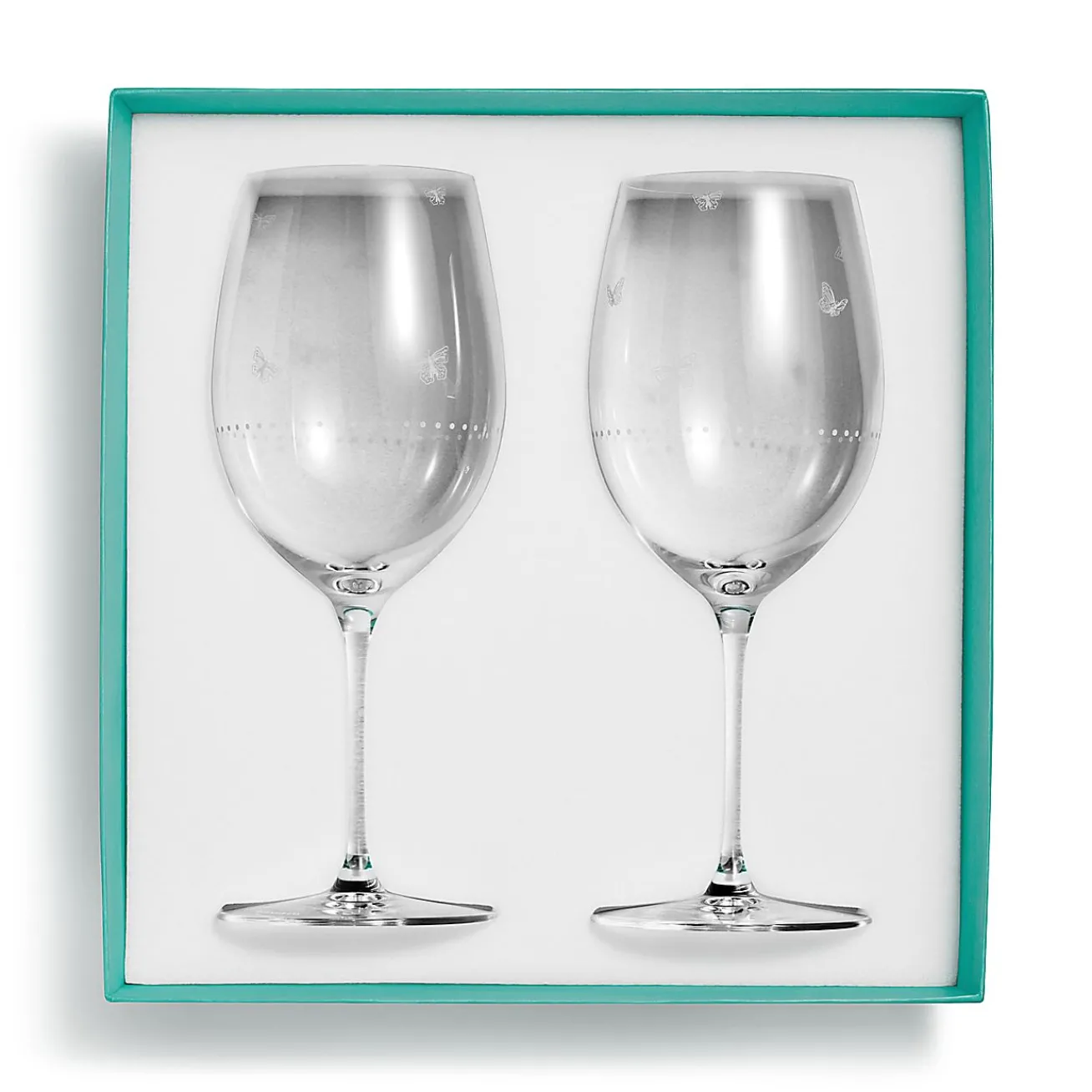 Tiffany & Co. Tiffany Jardin Red Wine Glasses in Etched Glass, Set of Two | ^ The Home|Housewarming Gifts