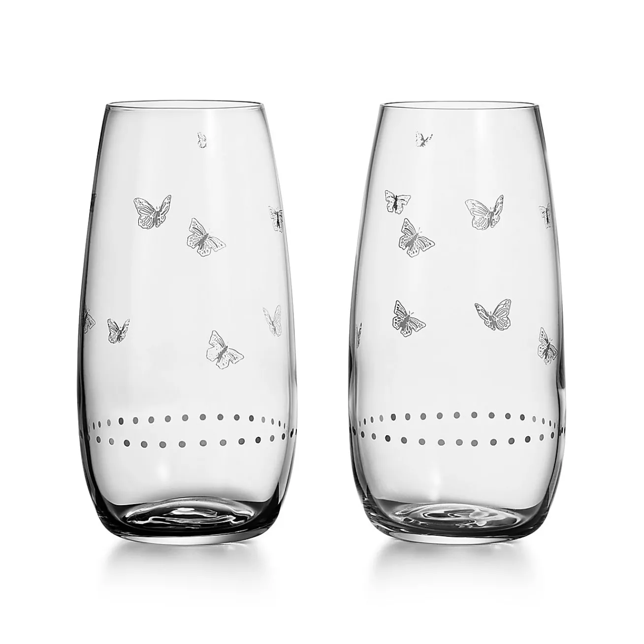 Tiffany & Co. Tiffany Jardin Stemless Coupe Glasses in Etched Glass, Set of Two | ^ The Home|Housewarming Gifts