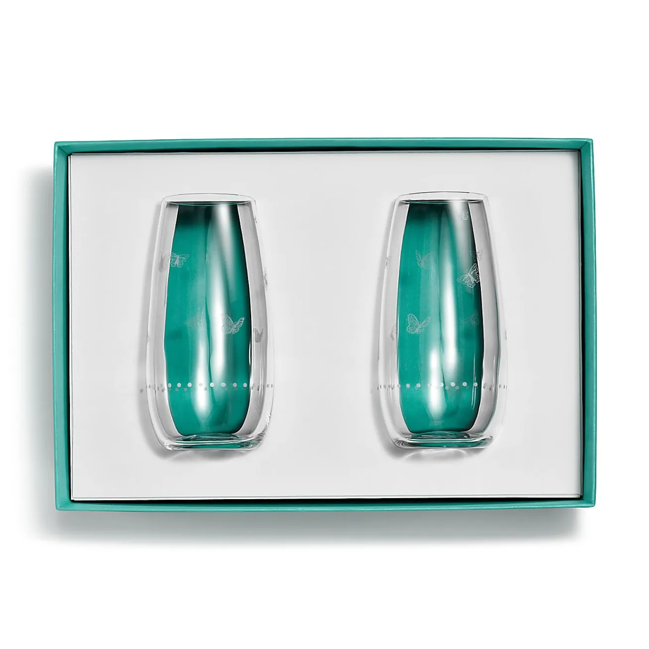 Tiffany & Co. Tiffany Jardin Stemless Coupe Glasses in Etched Glass, Set of Two | ^ The Home|Housewarming Gifts