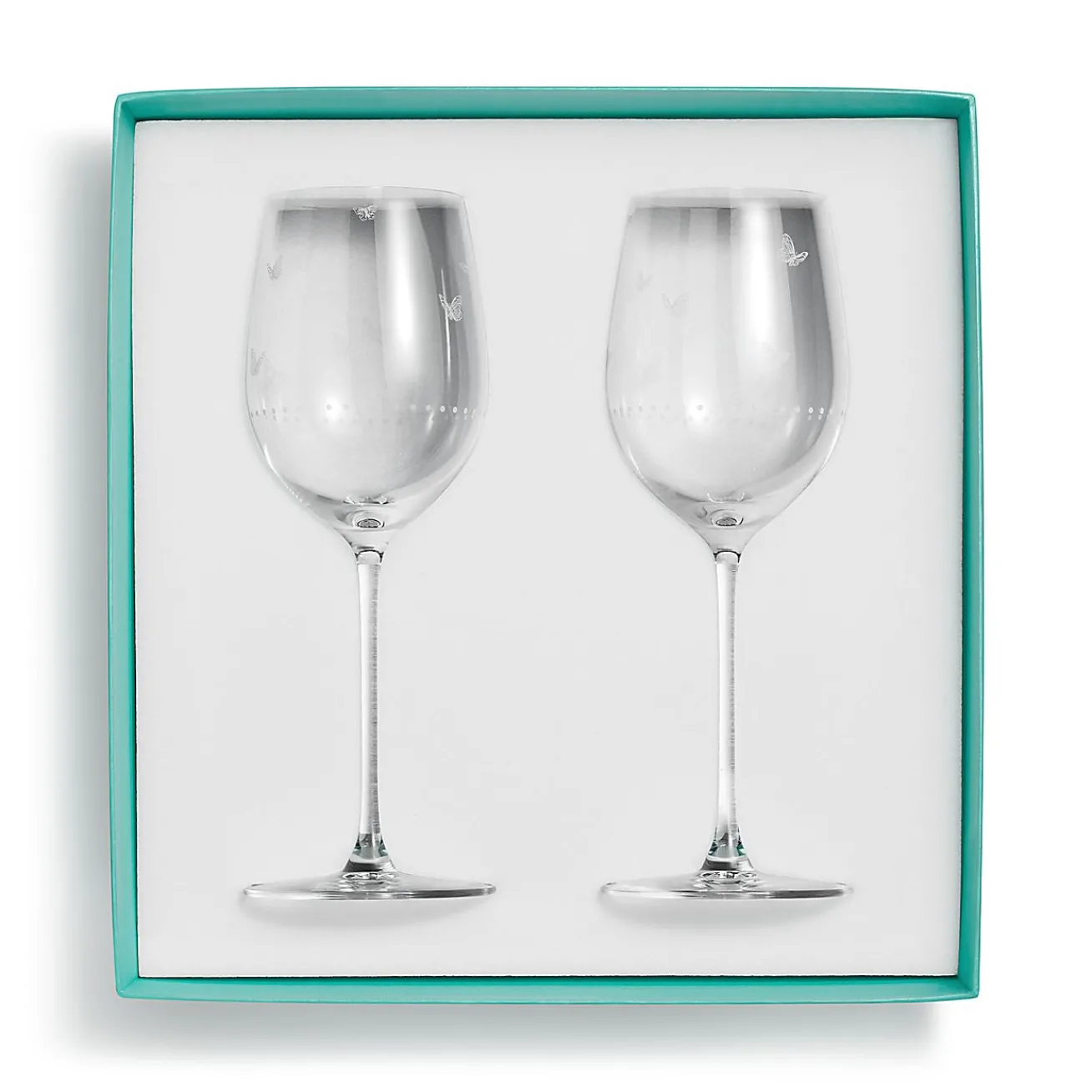Tiffany & Co. Tiffany Jardin White Wine Glasses in Etched Glass, Set of Two | ^ Glassware & Barware|Bar & Drinkware