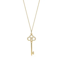 Tiffany & Co. Tiffany Keys Crown Key in Yellow Gold with Diamonds, 1.5" | ^ Necklaces & Pendants|Gold Jewelry