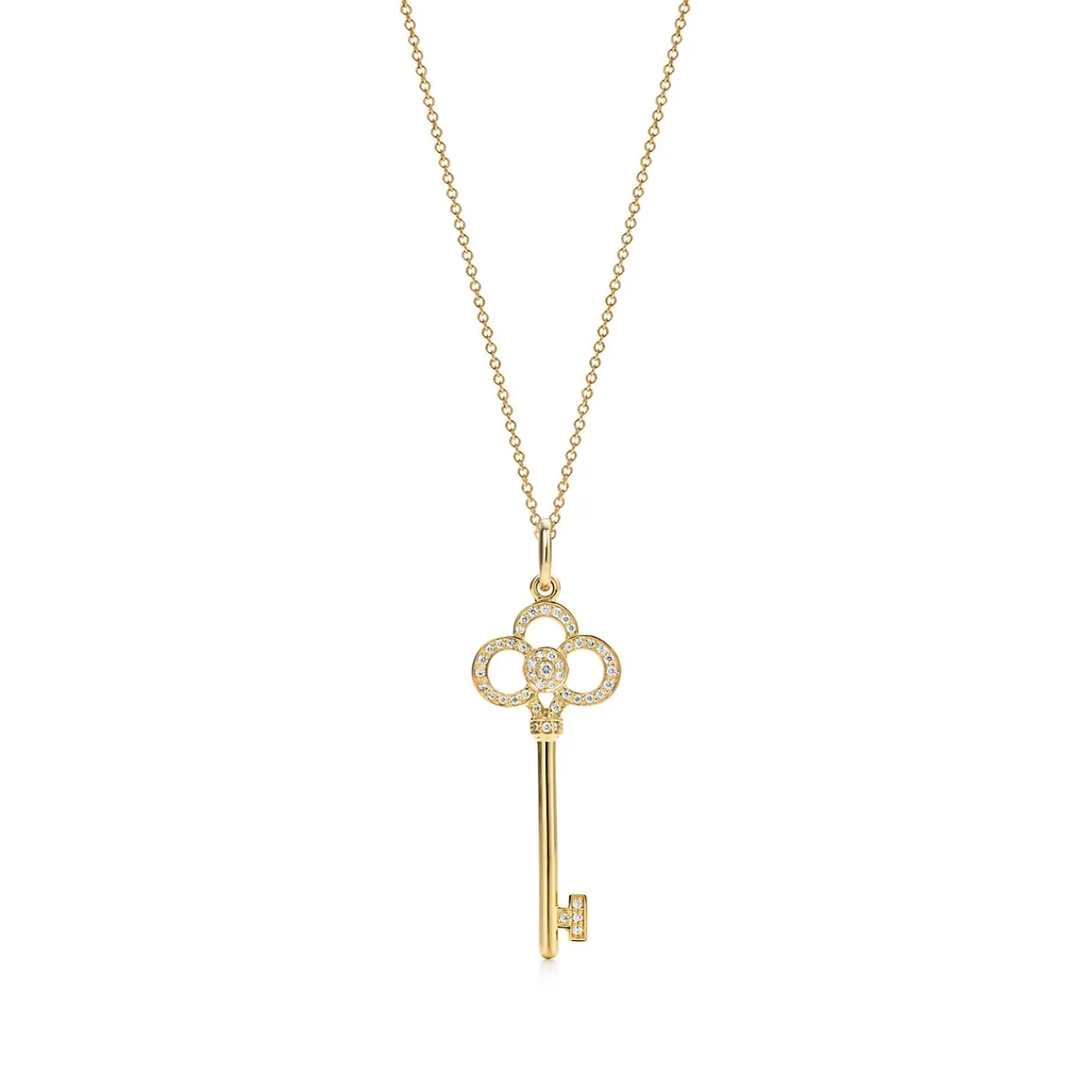 Tiffany & Co. Tiffany Keys Crown Key in Yellow Gold with Diamonds, 1.5" | ^ Necklaces & Pendants|Gold Jewelry