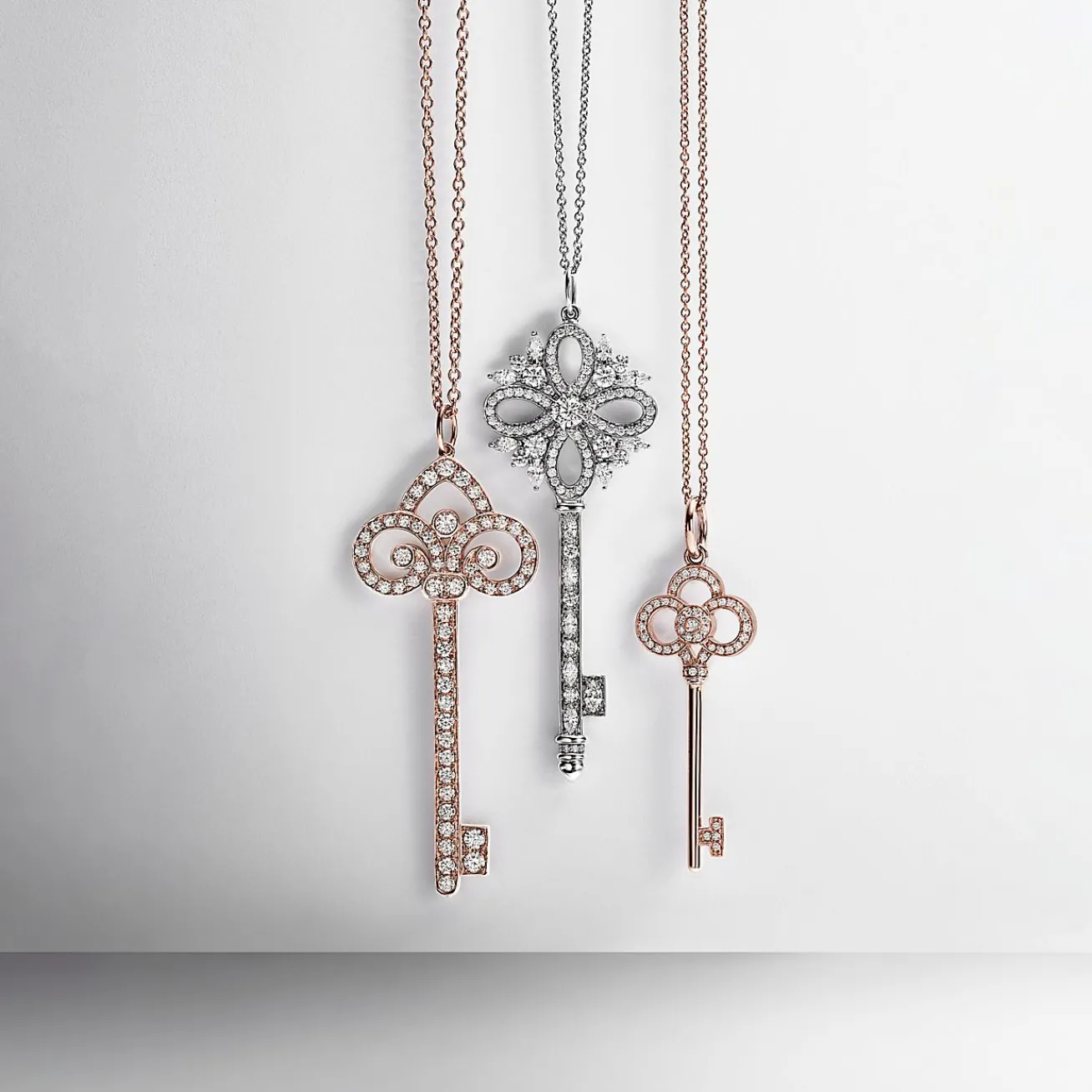 Tiffany & Co. Tiffany Keys Crown Key in Rose Gold with Diamonds, 1.5" | ^ Necklaces & Pendants|Rose Gold Jewelry