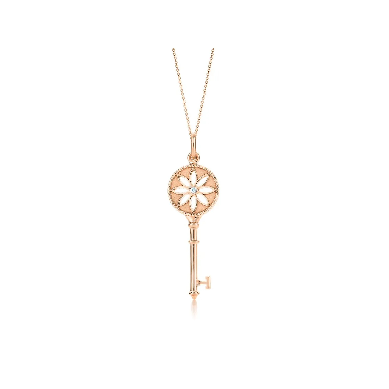 Tiffany & Co. Tiffany Keys Daisy Key in Rose Gold with a Diamond, 1.5" | ^ Necklaces & Pendants|Rose Gold Jewelry