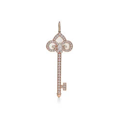Tiffany & Co. Tiffany Keys Fleur de Lis Key in Rose Gold with Diamonds and Mother-of-pearl | ^ Rose Gold Jewelry|Diamond Jewelry