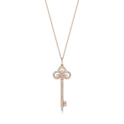 Tiffany & Co. Tiffany Keys fleur de lis key pendant in 18k rose gold with diamonds. | ^ Necklaces & Pendants|Rose Gold Jewelry