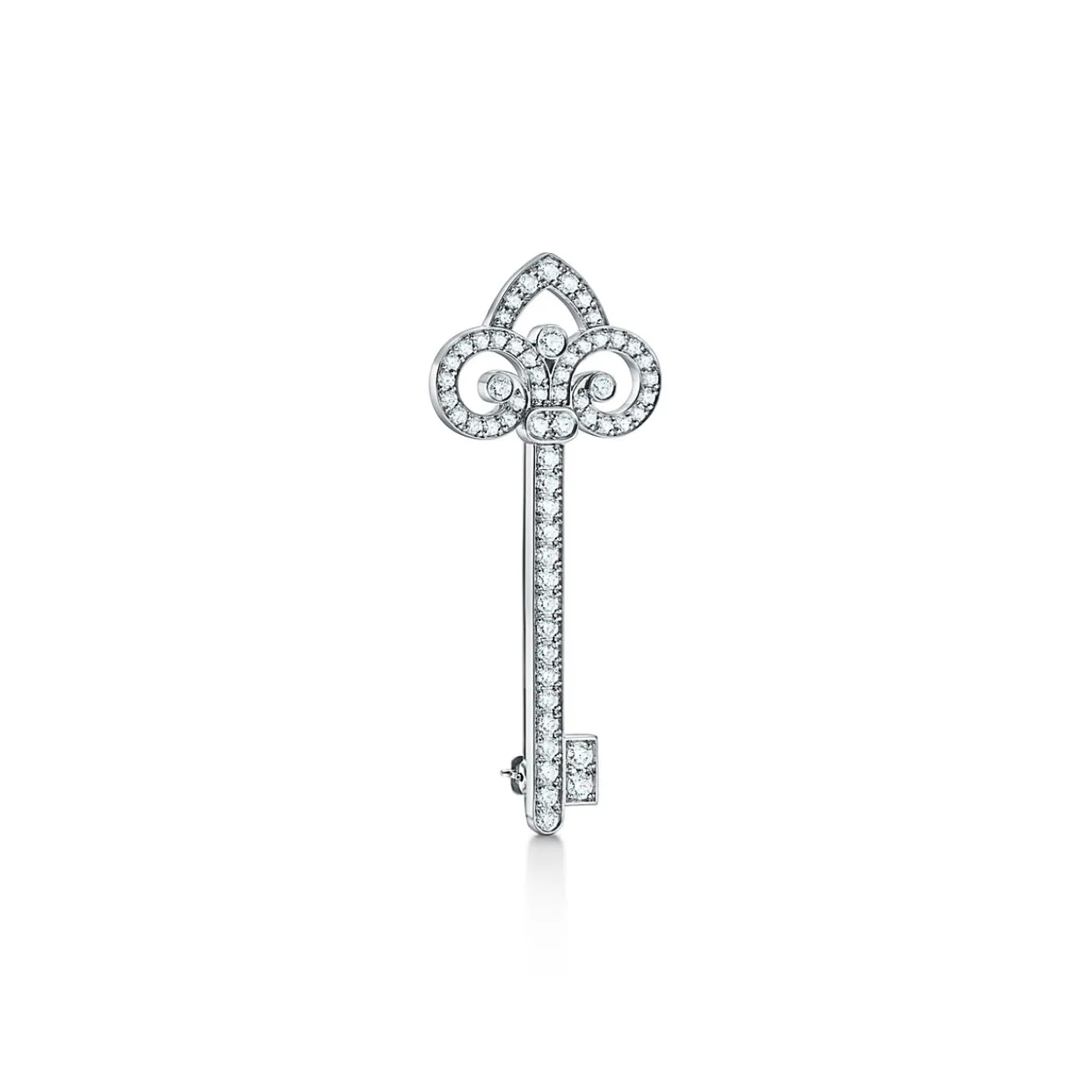 Tiffany & Co. Tiffany Keys Fleur de Lis Key Brooch in Platinum with Diamonds | ^ Brooches|Platinum Jewelry