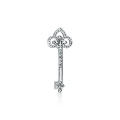 Tiffany & Co. Tiffany Keys Fleur de Lis Key Brooch in Platinum with Diamonds | ^ Brooches|Platinum Jewelry