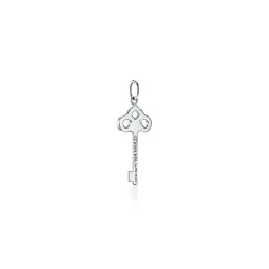 Tiffany & Co. Tiffany Keys fleur de lis key in 18k white gold with diamonds, mini. | ^ Diamond Jewelry