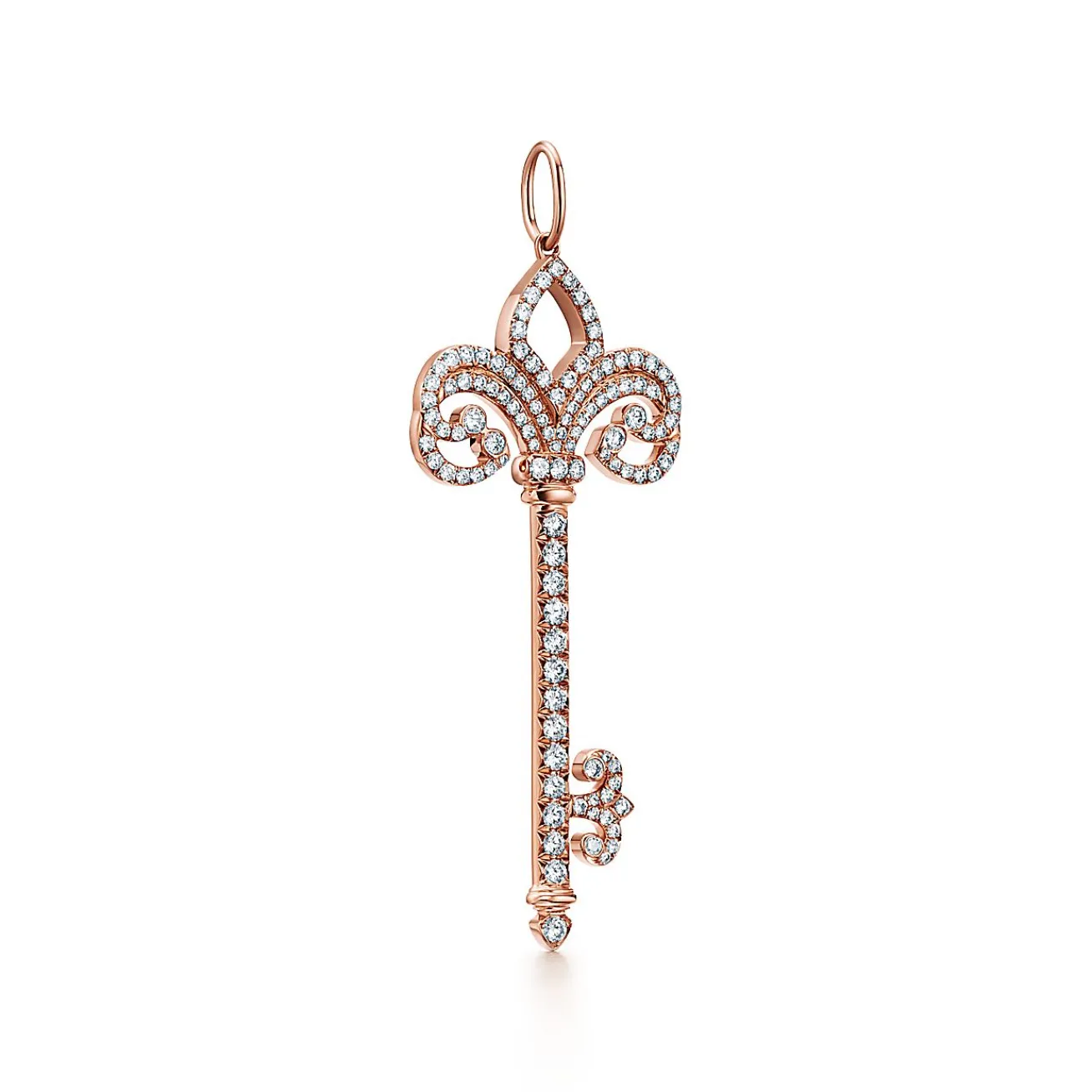Tiffany & Co. Tiffany Keys fleur de lis key pendant in 18k rose gold with diamonds, medium. | ^ Rose Gold Jewelry|Diamond Jewelry