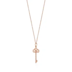 Tiffany & Co. Tiffany Keys fleur de lis key in 18k rose gold with diamonds, mini. | ^ Necklaces & Pendants