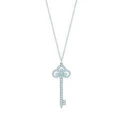 Tiffany & Co. Tiffany Keys fleur de lis key pendant in platinum with diamonds. | ^ Necklaces & Pendants|Platinum Jewelry