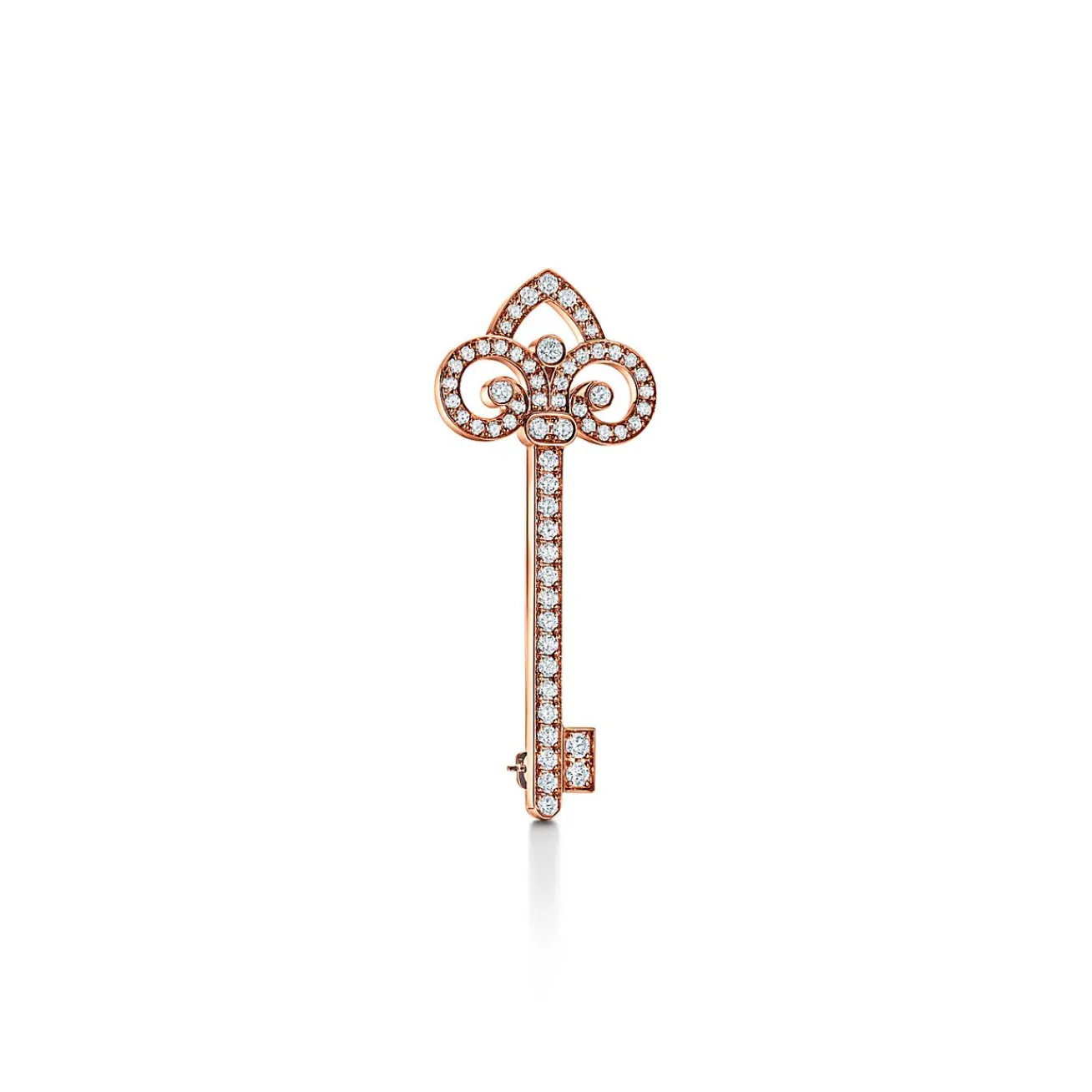 Tiffany & Co. Tiffany Keys Fleur de Lis Key Brooch in Rose Gold with Diamonds | ^ Brooches|Rose Gold Jewelry