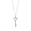 Tiffany & Co. Tiffany Keys Heart Key in Rose Gold with Diamonds, Small | ^ Necklaces & Pendants|Rose Gold Jewelry