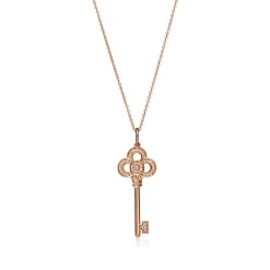 Tiffany & Co. Tiffany Keys mini crown key pendant in 18k rose gold with diamonds. | ^ Necklaces & Pendants|Rose Gold Jewelry