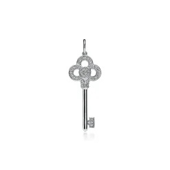 Tiffany & Co. Tiffany Keys mini crown key pendant in 18k white gold with diamonds. | ^ Diamond Jewelry
