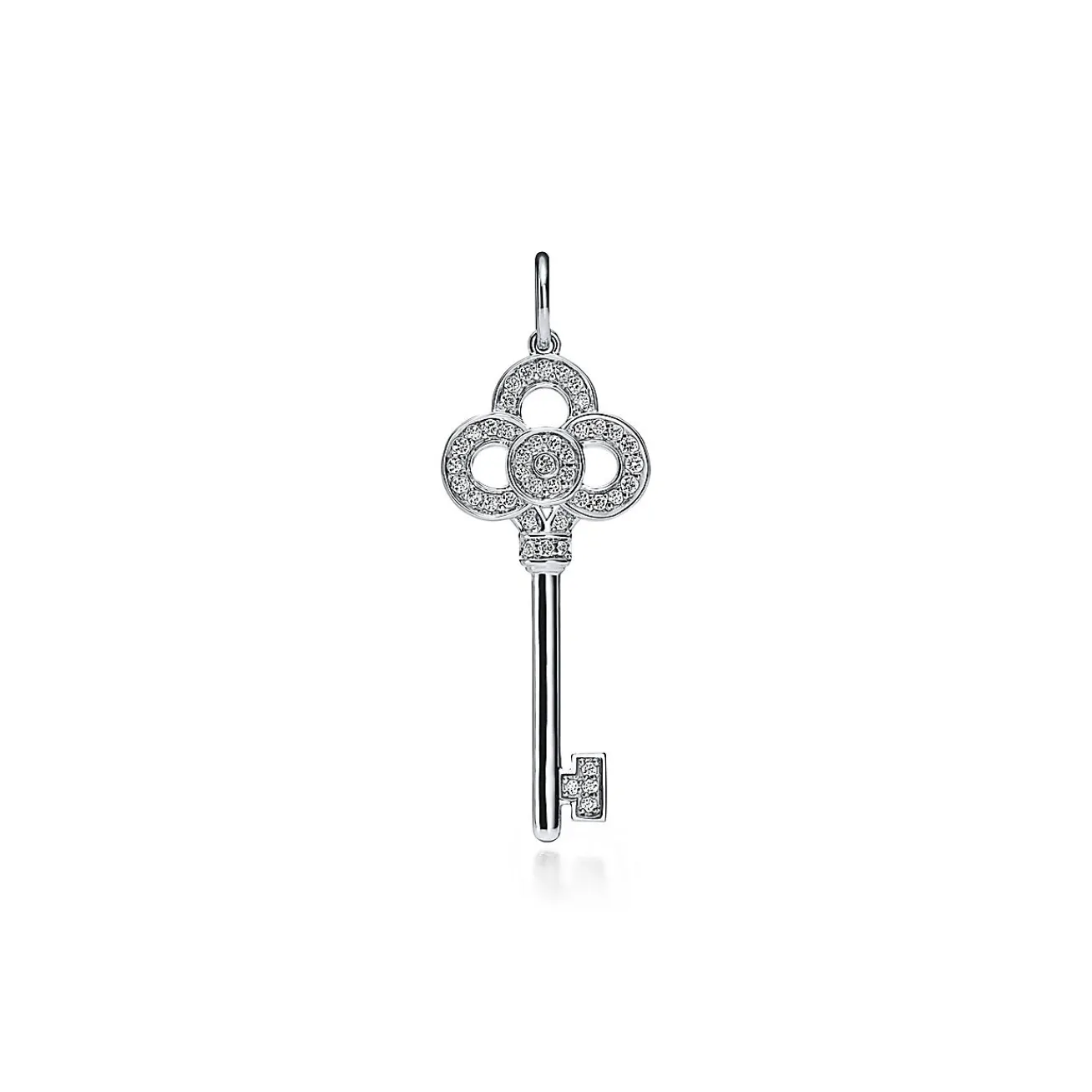 Tiffany & Co. Tiffany Keys mini crown key pendant in 18k white gold with diamonds. | ^ Diamond Jewelry